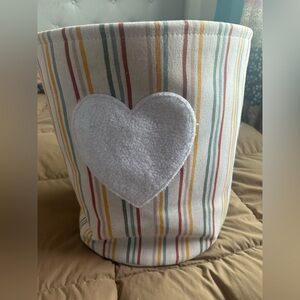 Striped laundry basket with Heart Patch